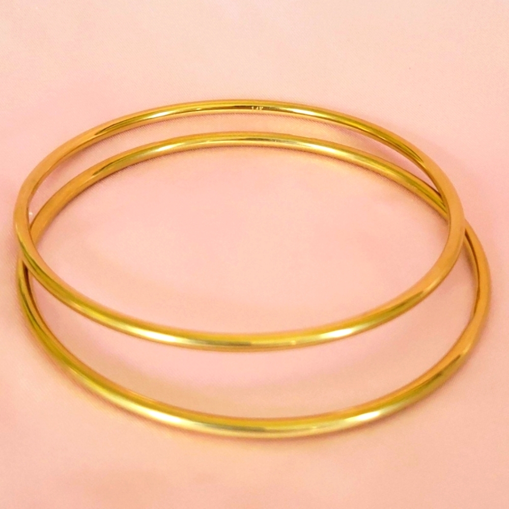 14K Gold-Plated 316L Stainless Steel Bangles - Size 8.5
